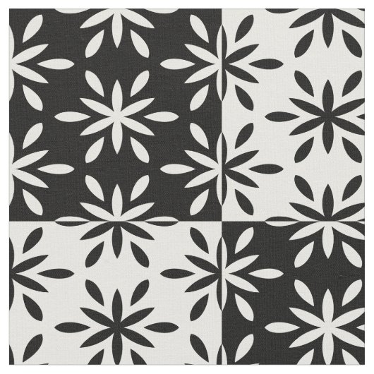 Muster der grafischen Blume Schwarz/Weiß Stoff (Nahaufnahme)