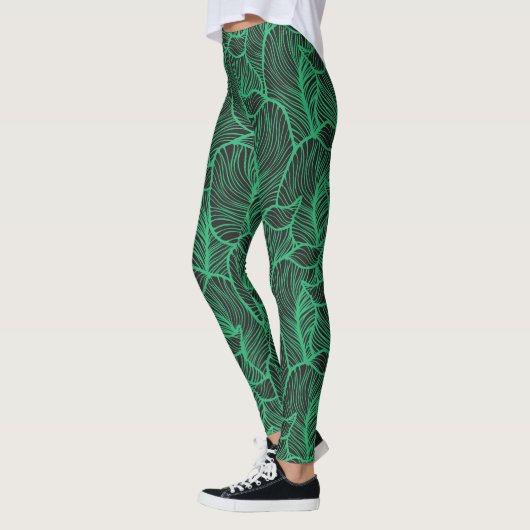 Muster der grünen Blätter Leggings (Links)