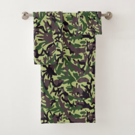 Muster der grünen Camouflage Badhandtuch Set