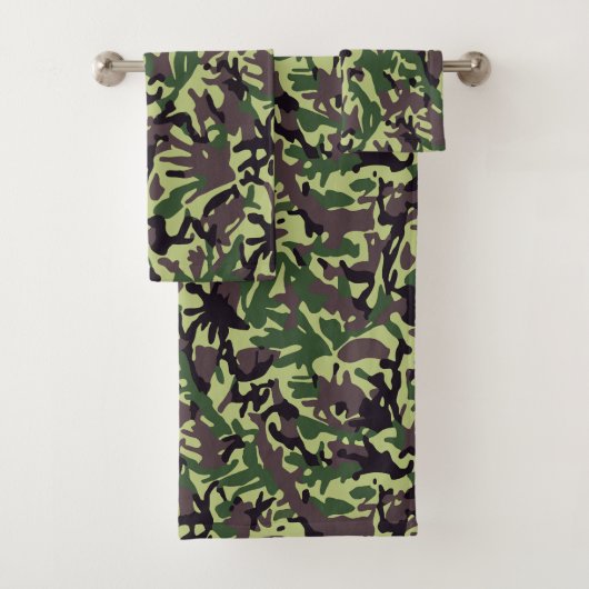 Muster der grünen Camouflage Badhandtuch Set (Insitu)