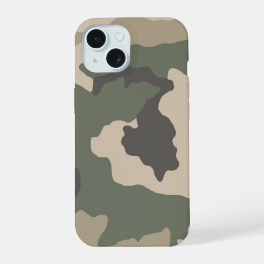 Muster der grünen Camouflage iPhone 15 Hülle (Rückseite)