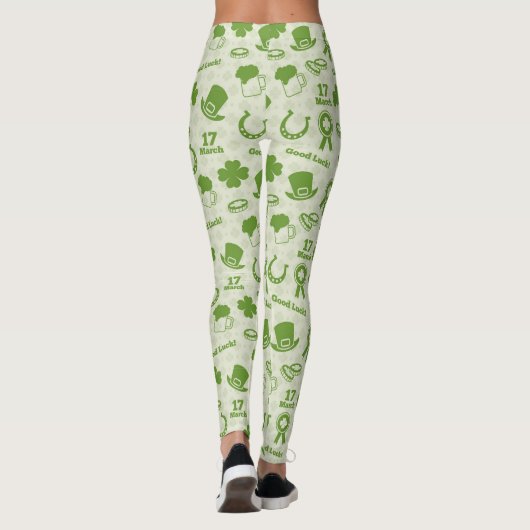Muster der grünen Elemente des Saint Patrick's Day Leggings (Rückseite)