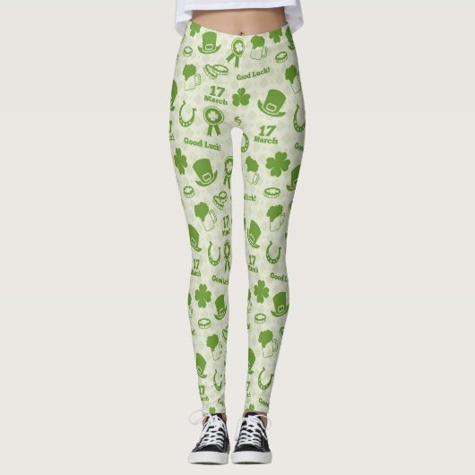 Muster der grünen Elemente des Saint Patrick's Day Leggings (Vorderseite)