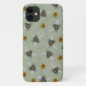 Muster der grünen Honigbiene und Blume Case-Mate iPhone Hülle (Rückseite)