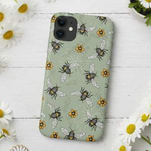 Muster der grünen Honigbiene und Blume Case-Mate iPhone Hülle