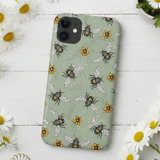 Muster der grünen Honigbiene und Blume Case-Mate iPhone Hülle