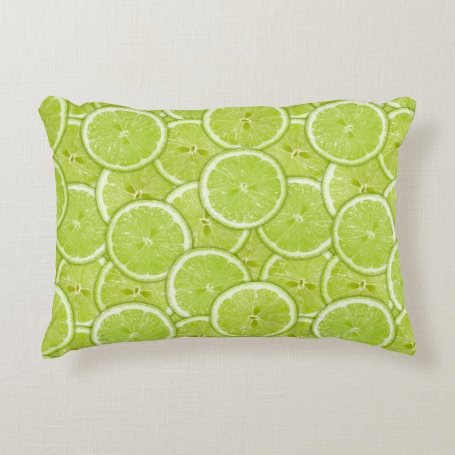 Muster der grünen Limonen Scheiben Dekokissen (Vorderseite)