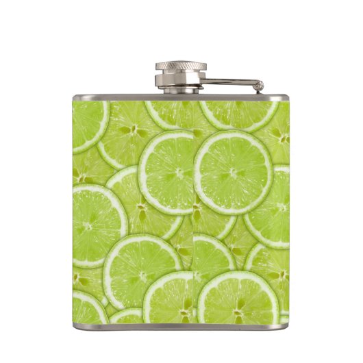 Muster der grünen Limonen Scheiben Flachmann (Rückseite)