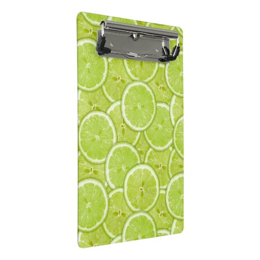 Muster der grünen Limonen Scheiben Mini Klemmbrett (Schrägansicht)