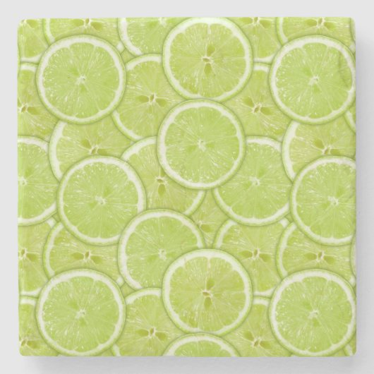 Muster der grünen Limonen Scheiben Steinuntersetzer (Vorderseite)