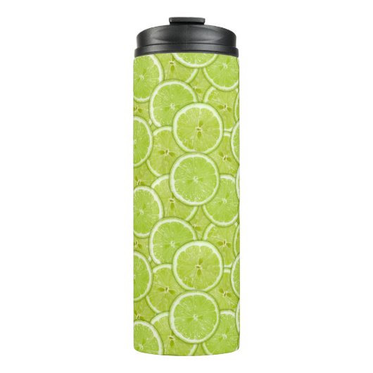 Muster der grünen Limonen Scheiben Thermosbecher (Vorderseite)