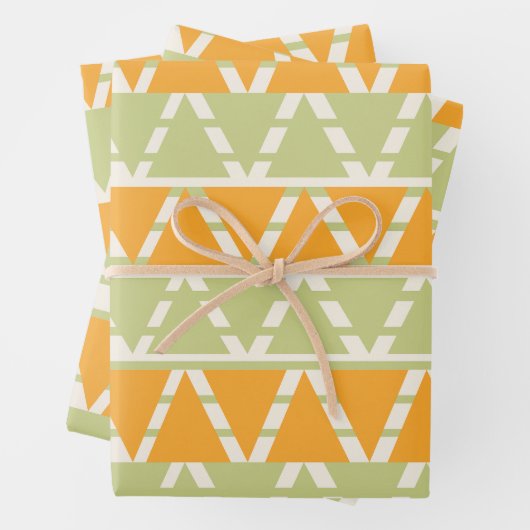 Muster der grünen Orangen-Streifen Geschenkpapier Set (Beispiel)