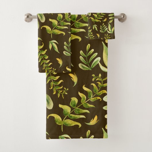 Muster der grünen Pflanze Blätter Badhandtuch Set (Insitu)