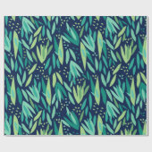 Muster der grünen und navy-blauen tropischen Blätt Geschenkpapier (Flach)