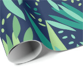 Muster der grünen und navy-blauen tropischen Blätt Geschenkpapier (Rolleneckpunkt)