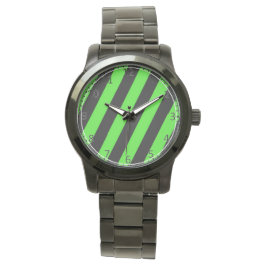 Muster der grünen und schwarzen diagonalen Streife Armbanduhr
