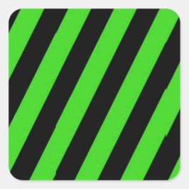 Muster der grünen und schwarzen diagonalen Streife Quadratischer Aufkleber