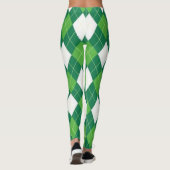 Muster der grünen und weißen Raute Leggings (Rückseite)