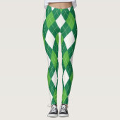 Muster der grünen und weißen Raute Leggings (Vorderseite)