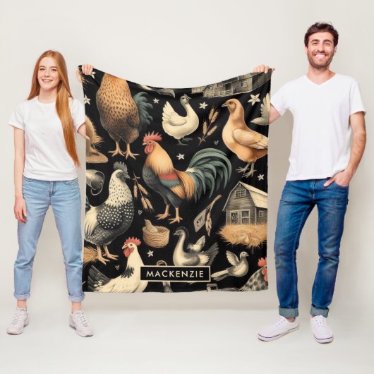 Muster der Hähnchenfarm Fleecedecke (Beispiel)