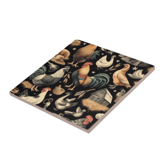 Muster der Hähnchenfarm Fliese (Seite)