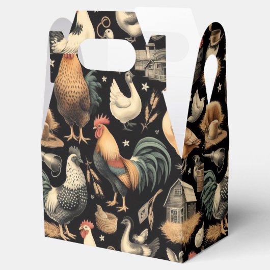 Muster der Hähnchenfarm Geschenkschachtel (Geöffnet)