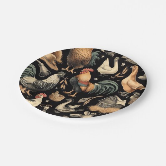 Muster der Hähnchenfarm Pappteller (Schrägansicht)