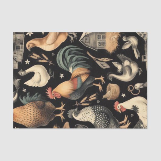 Muster der Hähnchenfarm Seidenpapier (Vorderseite)