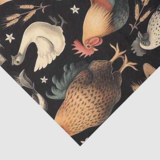 Muster der Hähnchenfarm Seidenpapier (Ausschnitt)