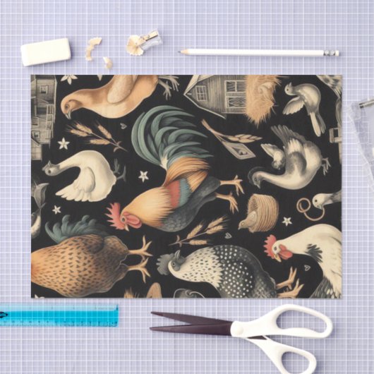 Muster der Hähnchenfarm Seidenpapier (Handwerk)