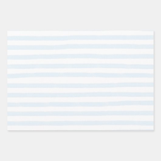 Muster der handbemalten, hellblauen Streifen Geschenkpapier Set (Vorderseite)