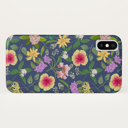 Muster der handbemalten tropischen Blume Case-Mate iPhone Hülle (Rückseite (Horizontal))