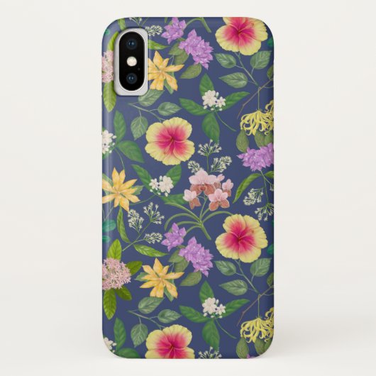 Muster der handbemalten tropischen Blume Case-Mate iPhone Hülle (Rückseite)