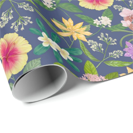 Muster der handbemalten tropischen Blume Geschenkpapier (Rolleneckpunkt)