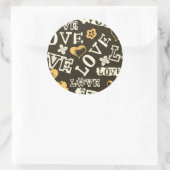 Muster der handgezeichneten Liebe Runder Aufkleber (Tasche)