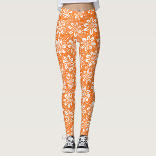 Muster der handgezogenen Blume 140617 - Orange Leggings