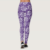 Muster der handgezogenen Blume 140617 - Tief Lila Leggings (Rückseite)