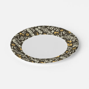 Muster der handgezogenen Liebe Pappteller
