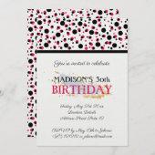 Muster der handgezogenen Punkte rosa und schwarz Einladung (Vorne/Hinten)