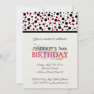 Muster der handgezogenen Punkte rosa und schwarz Einladung