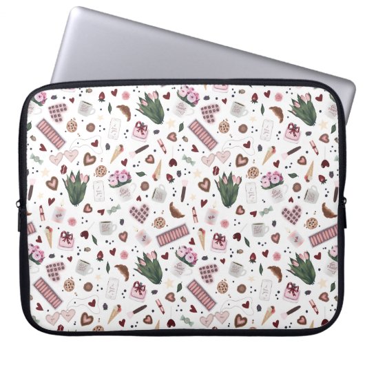 Muster der handgezogenen Valentine Laptopschutzhülle (Vorderseite)