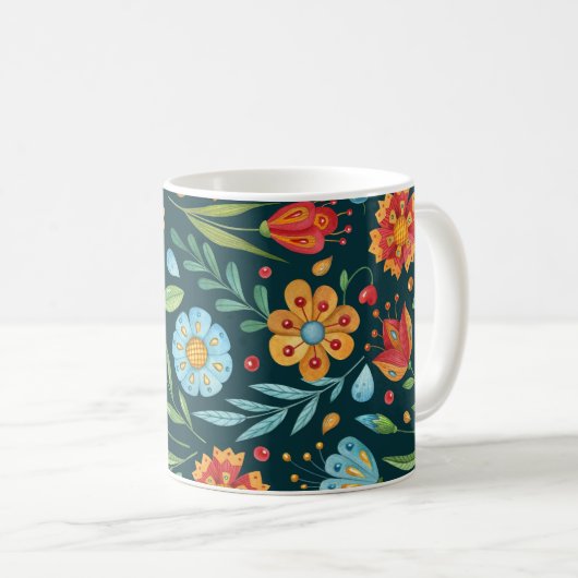Muster der handIllustrierten Blume Kaffeetasse (VorderseiteRechts)