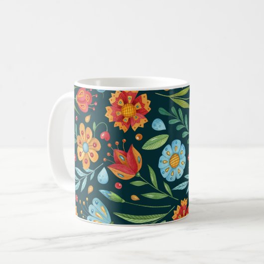 Muster der handIllustrierten Blume Kaffeetasse (Vorderseite Links)
