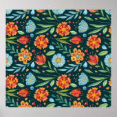 Muster der handIllustrierten Blume Poster (Vorne)