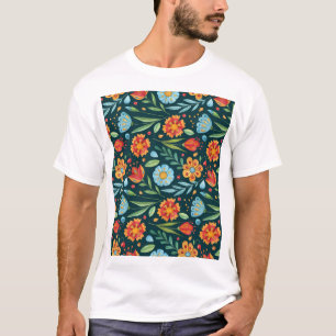 Muster der handIllustrierten Blume T-Shirt