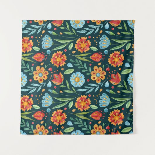 Muster der handIllustrierten Blume Wandteppich (Vorderseite)