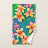 Muster der hawaiianischen tropischen Blume Badhandtuch Set (Handtuch)