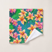 Muster der hawaiianischen tropischen Blume Badhandtuch Set (Waschlappen)