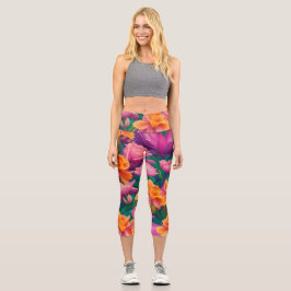 Muster der hawaiianischen tropischen Blume Capri Leggings
