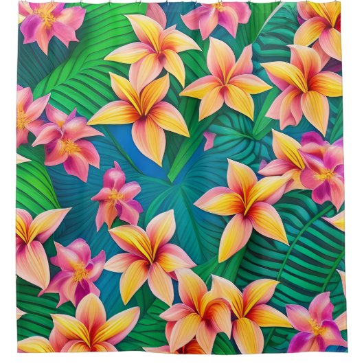 Muster der hawaiianischen tropischen Blume Duschvorhang (Vorderseite)